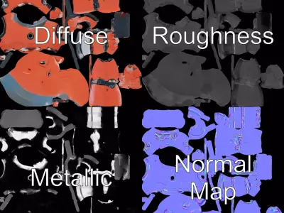 Orange Robot Mannequin model pack Low-poly 3D model