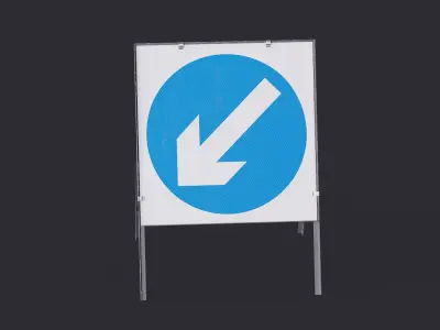 Keep Left Square Road Sign Low-poly 3D model