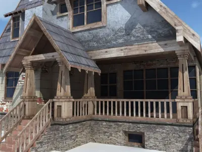 Country Low Poly House 2 Low-poly 3D model