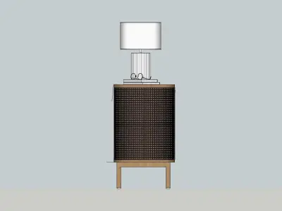 Side Cabinet SKLUM Rattan and Edwina Wood 3D model