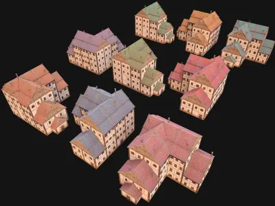 Medieval High Rise House 4 Floors  Low-poly 3D model