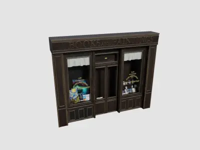 ground floor street shops with 2k  pbr textures Low-poly 3D model