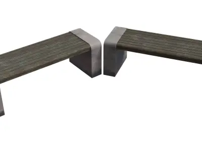 Park Bench 04 - Apocalyptic Low-poly 3D model