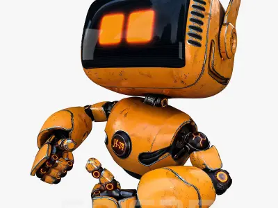 Cute Robot H-74 Yellow 3D model