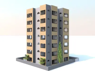 6 floor residence architecture modal code 110  Low-poly 3D model