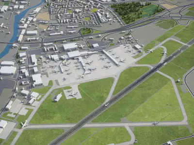 Glasgow Airport Low-poly 3D model