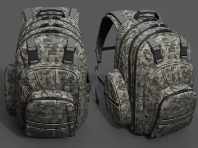 Backpack Camping Generic military camo human  Low-poly 3D model