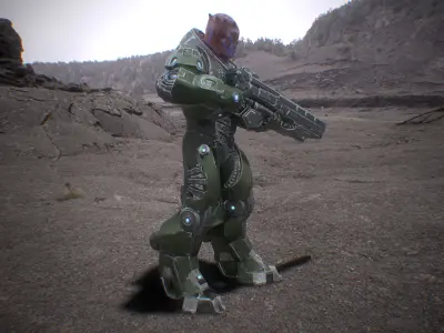 PBR Customized Alien Soldier Low-poly 3D model