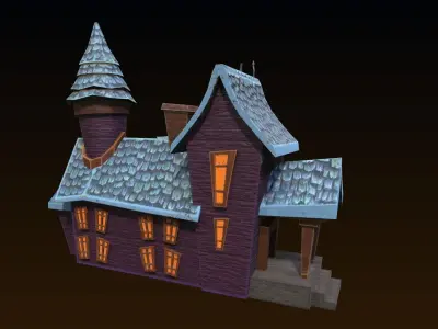 Cartoon style low poly Haunted house Remake Low-poly 3D model