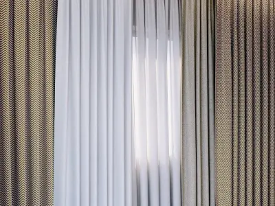 Curtains with tulle V-ray set 03  3D model