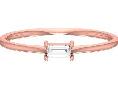 Solitaire Women Light Weight Baguette Stone Band Ring 3D print model
