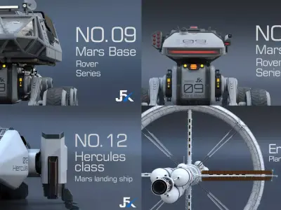 Mars Landing Series-Rigged-AnimationReady 3D Model Pack