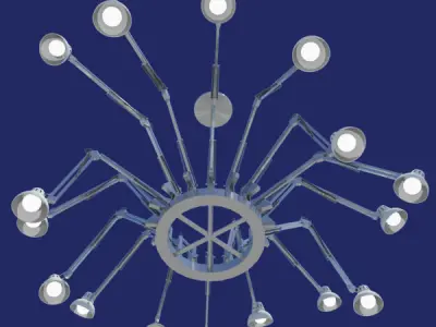 Steel and White Hanging Chandelier Desk Lamp 3D model