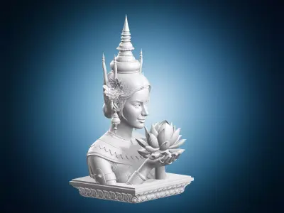 Thai Woman Holding Lotus Flower Bust 3D print model