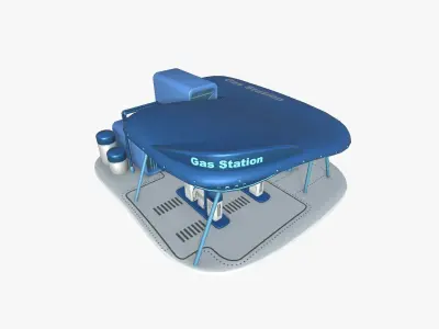 SciFi Gas Station A03 Blue - Sci Fi Exterior Design Low-poly 3D model
