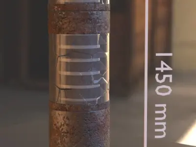 Bollard Light Type D F L N O Rusted Version Low-poly 3D model