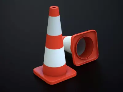 Traffic Cone Low-poly 3D model