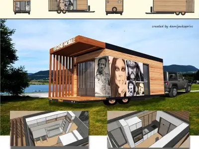 legend mobile house on wheels Free low-poly 3D model