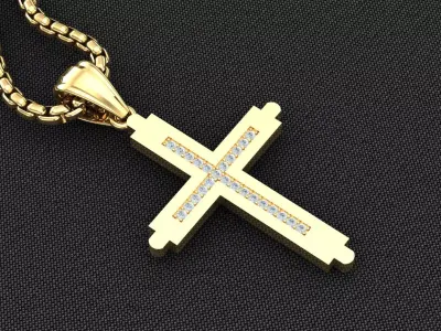 High Cross Pendant Light Gold 18K 3CP096 3D model
