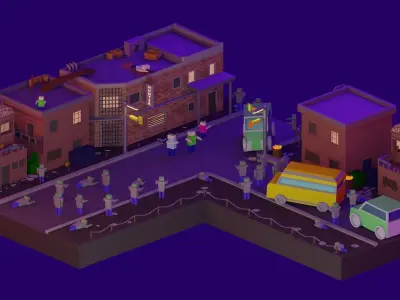 Zombie shootout lowpoly Low-poly 3D model