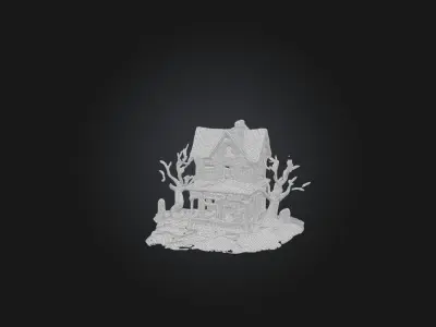 Realistic Haunted House Model Low-poly 3D model