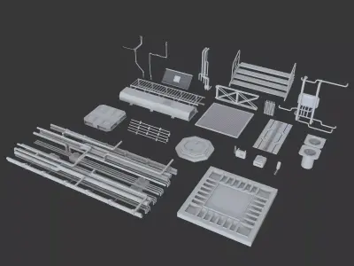 Kitbash Si-fi low poly 3D model