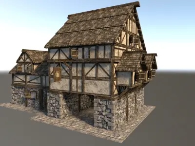 Medieval City House 05 Low-poly 3D model