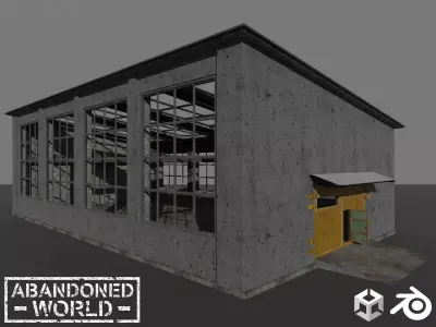 Big Industrial Warehouse Low-poly 3D model