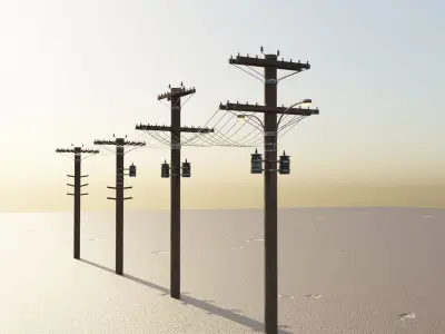 Electric Poles Low poly game ready Low-poly 3D model