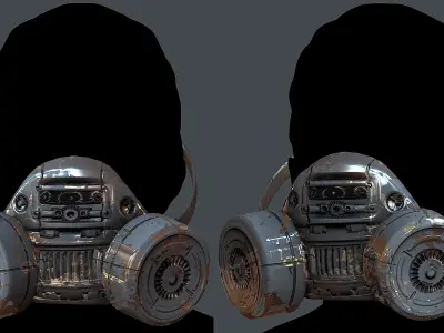 Gas mask helmet 3d model scifi Low-poly Low-poly 3D model 12