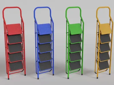 Foldable Ladder Multicolor Low-poly 3D model