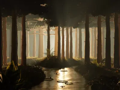 Stylized volumetric forest scene 3D model