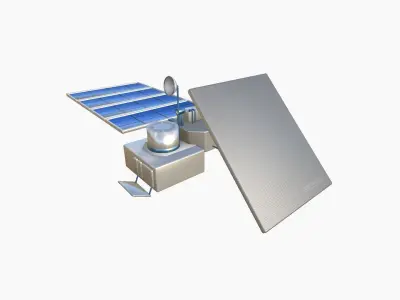 Satellite J03 White Blue - SciFi Space Design Low-poly 3D model