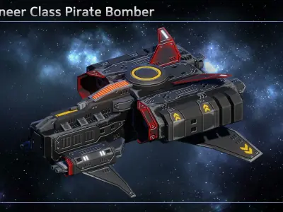 Spaceship Pirate Fighters Low-poly 3D model