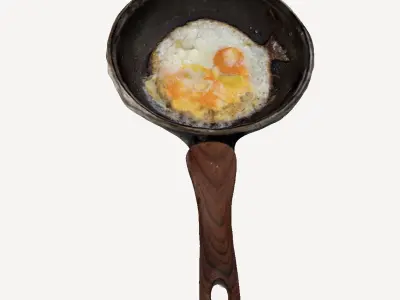 Fried egg in a frying pan 3D print model