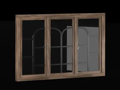 Wooden windows 3D model