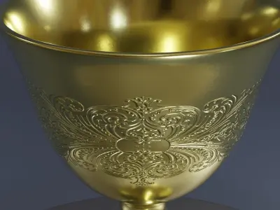 engraved golden trophy with 2k materials Low-poly 3D model