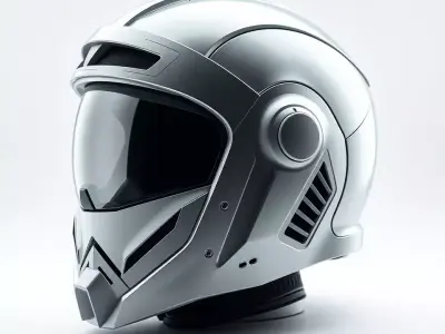 Futuristic Silver Helmet model pack Low-poly 3D model