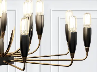 HARDY modern chandelier in gold 3D model
