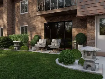  3D Exterior Scene 3D model design garden and landscape 3D model 13