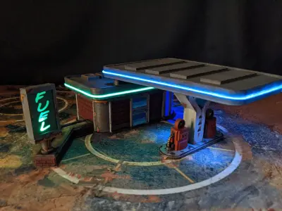 LIGHT UP FUEL STATION FOR 32MM GAMING 3D print model