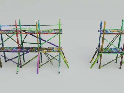 Medieval Wooden Scaffolding Low-poly 3D model