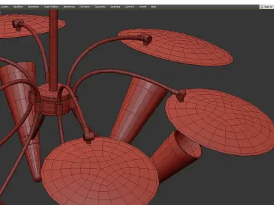  6 light chandelier Low-poly 3D model