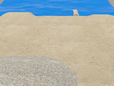 Outdoor Sandy Beach Shore with Wooden Pier 3D model