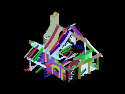 Game Burned houses 02 3D model purchase