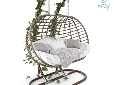 Hanging Garden swing cocoon rattan 3D model