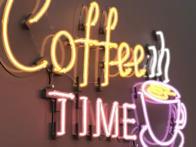Coffee Time - Neon Sign 3D model