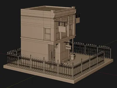 Police Station Low-poly 3D model