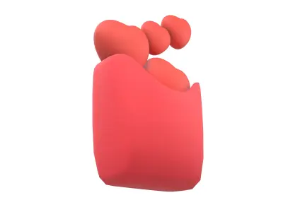 Heart French Fries Packaging Icon v1 001 Low-poly 3D model