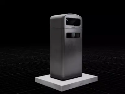 Realistic Urban Street Trash Bin Game Ready Prop 3D model